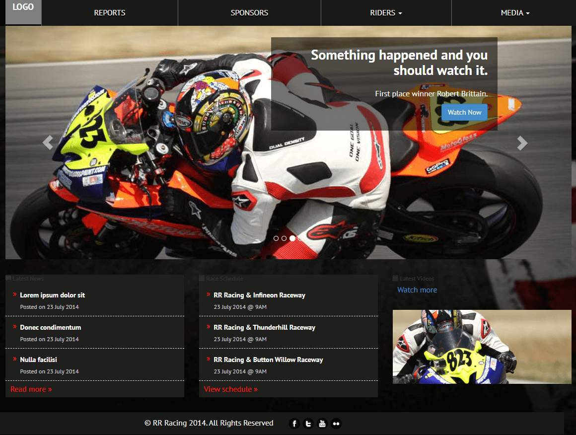 Racing Website Example